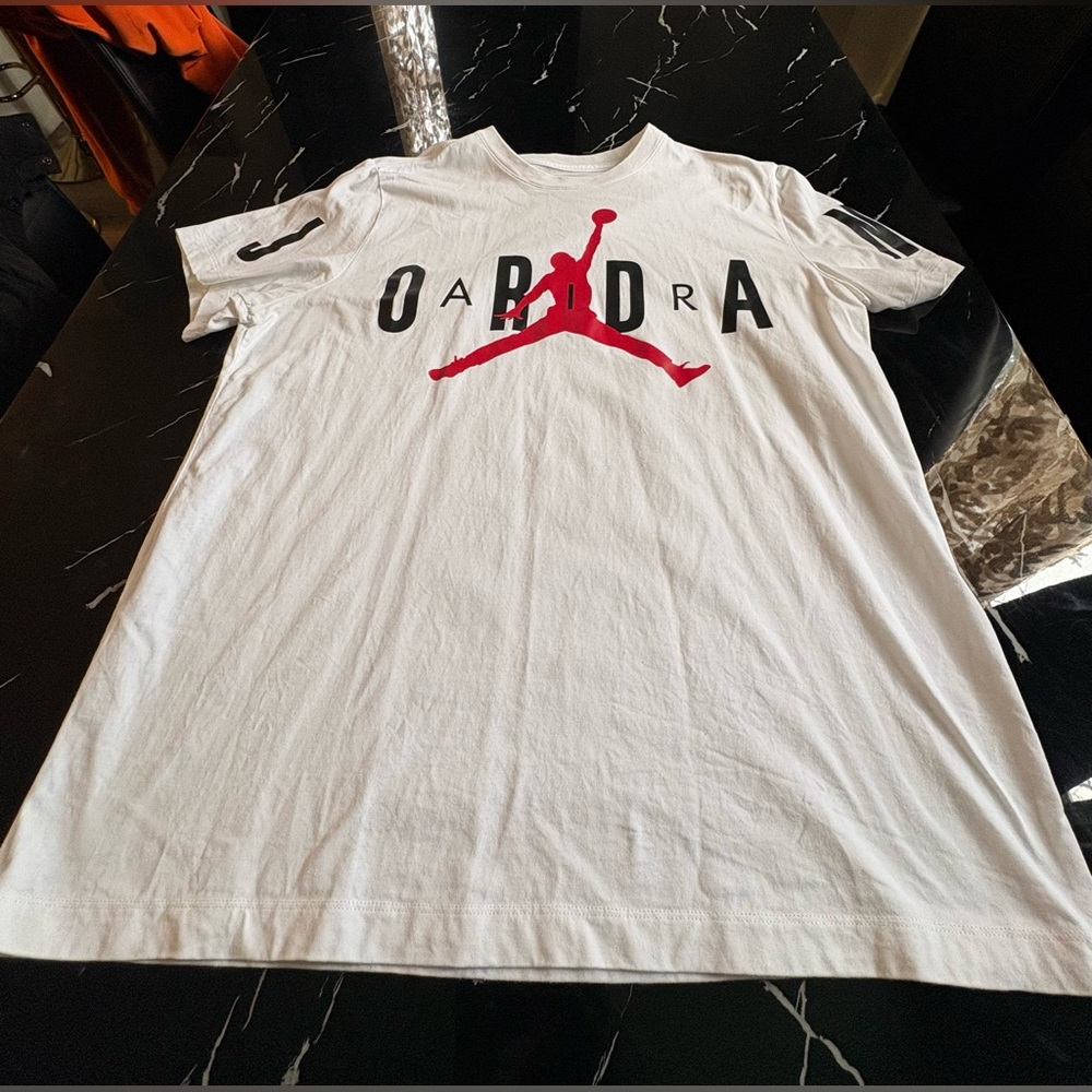 Jordan White Tee with Red Graphic